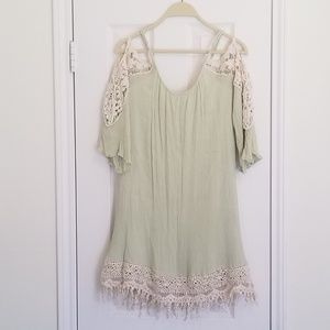 Spring mint off the shoulder dress